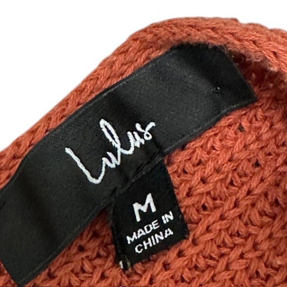 Lulus Knit Crop Top Rust Orange Sleeveless V Neck Twist Back Casual Medium‎ - Picture 10 of 11